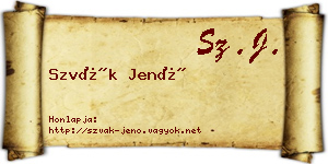 Szvák Jenő névjegykártya