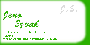 jeno szvak business card